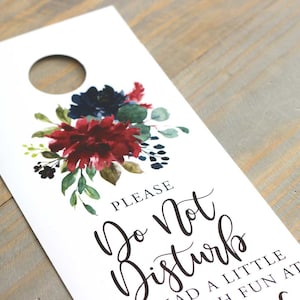 Burgundy and Navy Wedding Guest Door Hanger, Blush Burgundy Wedding Welcome Bag, Hotel Door Sign, Wedding Door Tag Guest welcome bag, RC0005