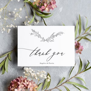 Elegant Thank You Note Card, Elegant Thank You Card with Envelope, Monogram Crest, Harlow Collection, Wedding Thank You Card, RC0101 afbeelding 2