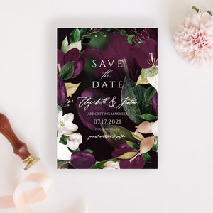 Save the Date Template, Eggplant Plum Gold Printable Save the Date, Save our Date, RC0079