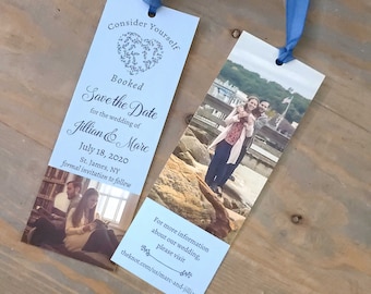 Consider yourself booked Save the Date Bookmark, Book Themed Wedding Save the Date Bookmark Invitation, rustic kraft, save our date