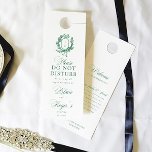 Wedding Do not disturb wedding door hanger, Green, Classic door hanger, hotel door hanger, wedding sign, guest room hanger, Juliane, RC2501
