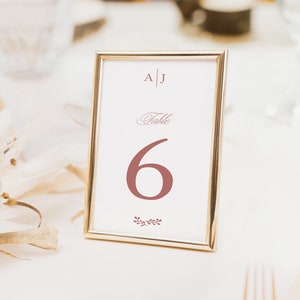 Botanical Wedding Table Numbers, Greenery Branch, Elegant, Printed Table Numbers, Modern Wedding, Boho, 4x6 or 5 x 7, Larisa, RC0101 image 1