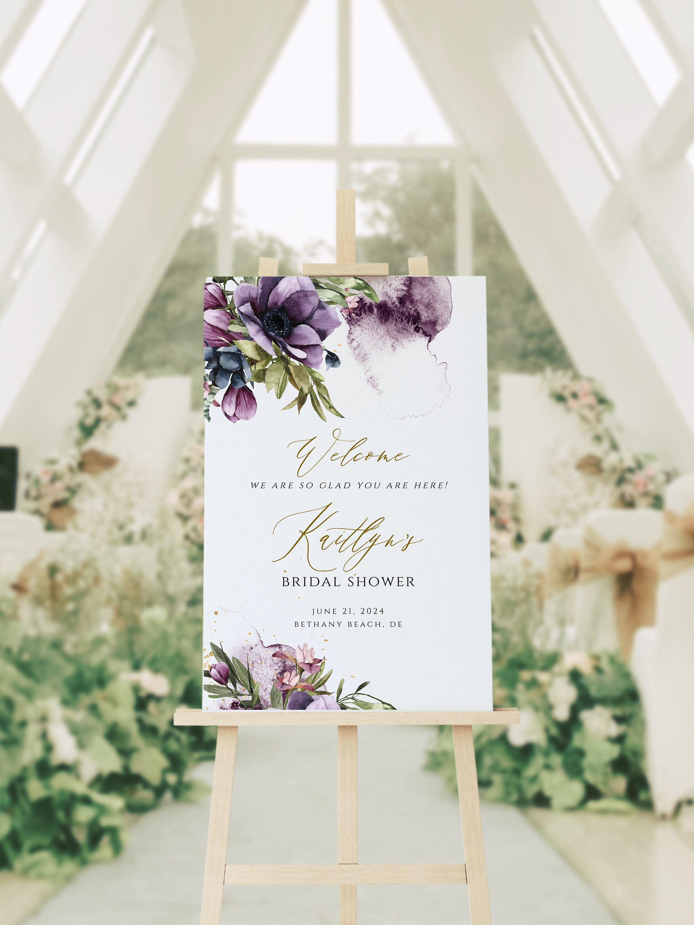 Purple Wedding Welcome Sign Template, Wedding Welcome Sign, Printable ...