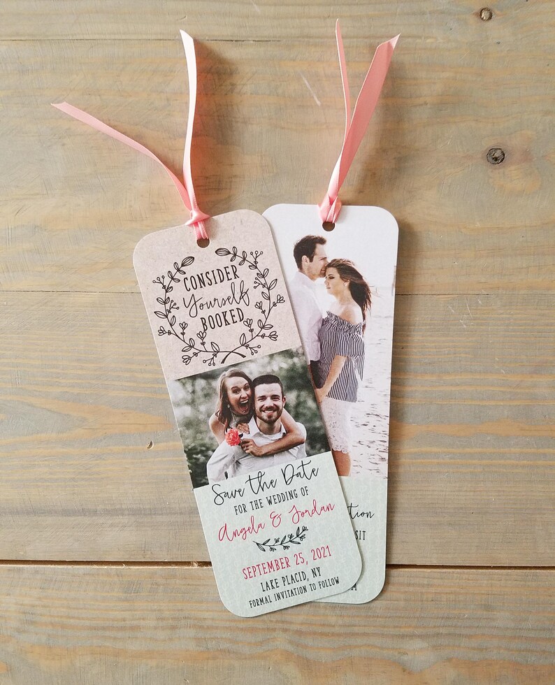 Custom Bookmark Save the Date for Book Themed Wedding Book Etsy