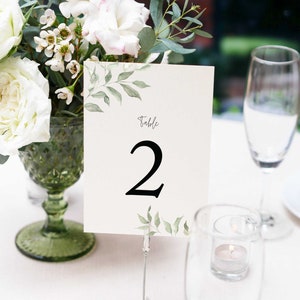 Sage Botanical Wedding Table Numbers, Ava Collection, Greenery Branch, Printed Table Numbers, Modern Wedding, Boho, 4x6 or 5 x 7, RC0224 image 1