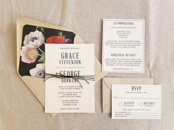 Modern Rustic Wedding Invitation Suite Country Wedding Etsy