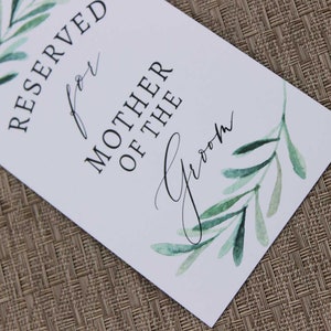 Greenery Wedding Seat Sign, Watercolor Wedding Reserve Seat Tag, Wedding Decor, Reserved Wedding Chair Tag, Reserved Seat Sign, RC0012 image 7