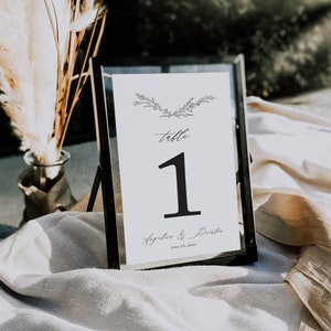 Botanical Wedding Table Numbers, Greenery Branch, Elegant, Printed Table Numbers, Modern Wedding, Boho, 4x6 or 5 x 7, Harlow, RC0101