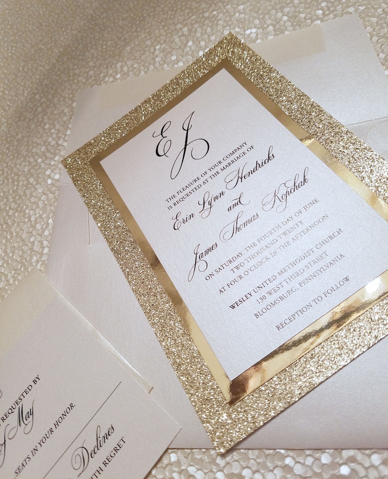 Gold Glitter Wedding Invitation Glitter Wedding Invitation | Etsy