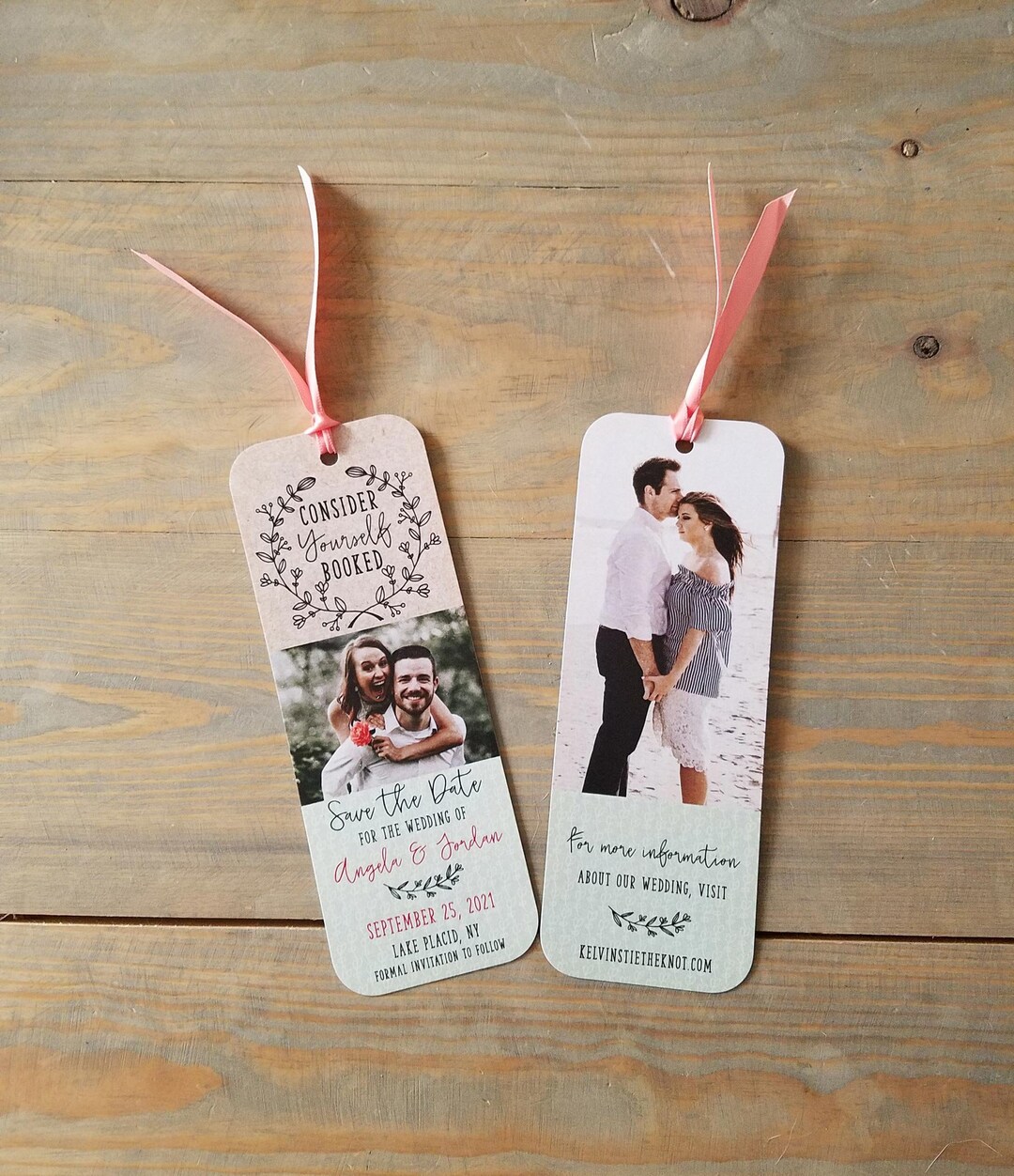 Custom Bookmark Save the Date for Book Themed Wedding, Book Lover