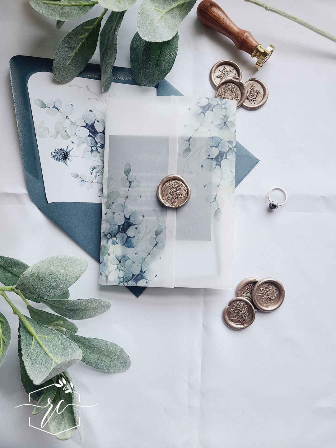Blue Vellum Wrap Wax Seal Add on for Elara Collection Etsy