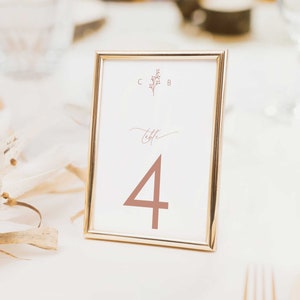 Classic Monogram Crest Wedding Table Numbers, Reception Table, Calligraphy, Printed Table Numbers, 4x6 or 5 x 7, Gillian Collection, RC0100 image 1