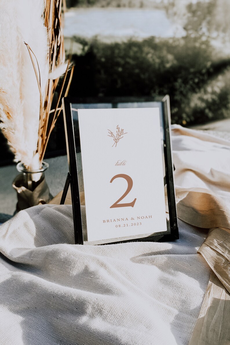 Elegant Botanical Wedding Table Numbers, Learie Collection, Floral Branch, Printed Table Numbers, Modern Wedding, Boho, 4x6 or 5 x 7, RC0186 image 3