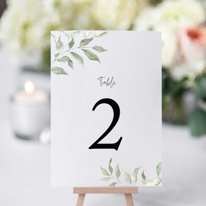 Sage Botanical Wedding Table Numbers, Ava Collection, Greenery Branch, Printed Table Numbers, Modern Wedding, Boho, 4x6 or 5 x 7, RC0224 image 2