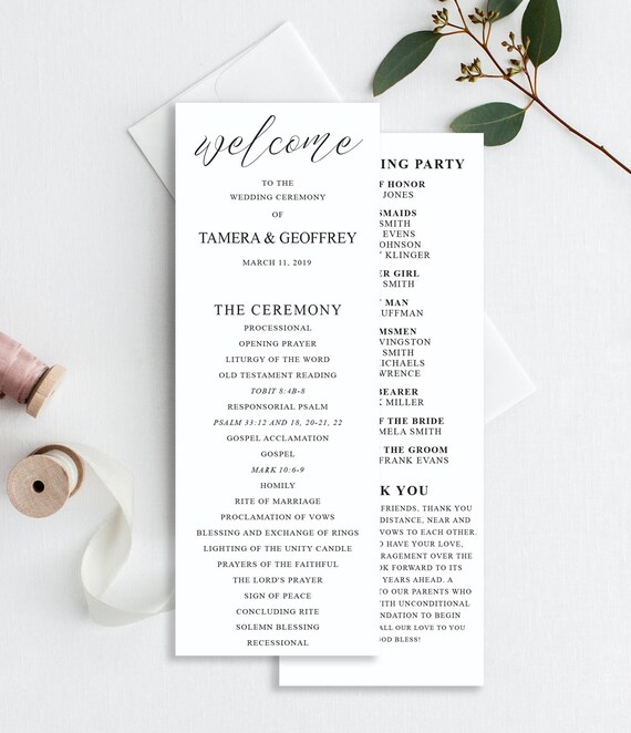 Wedding Programs Template Printable Wedding Program Etsy