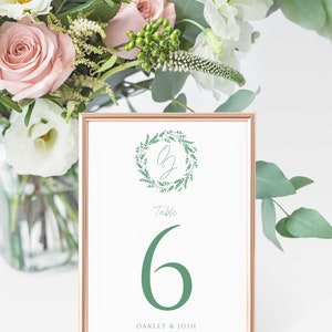 Classic Monogram Crest Wedding Table Numbers, Oakley Collection, Calligraphy, Printed Table Numbers, 4x6 or 5 x 7, RC0198 image 3