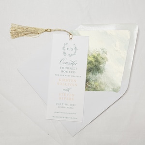 Elegant Save the Date Bookmark, Photo Save the Date Card, Book Theme Wedding Invite, Library Theme Bookmark Save the Date, Annabelle, RC0186