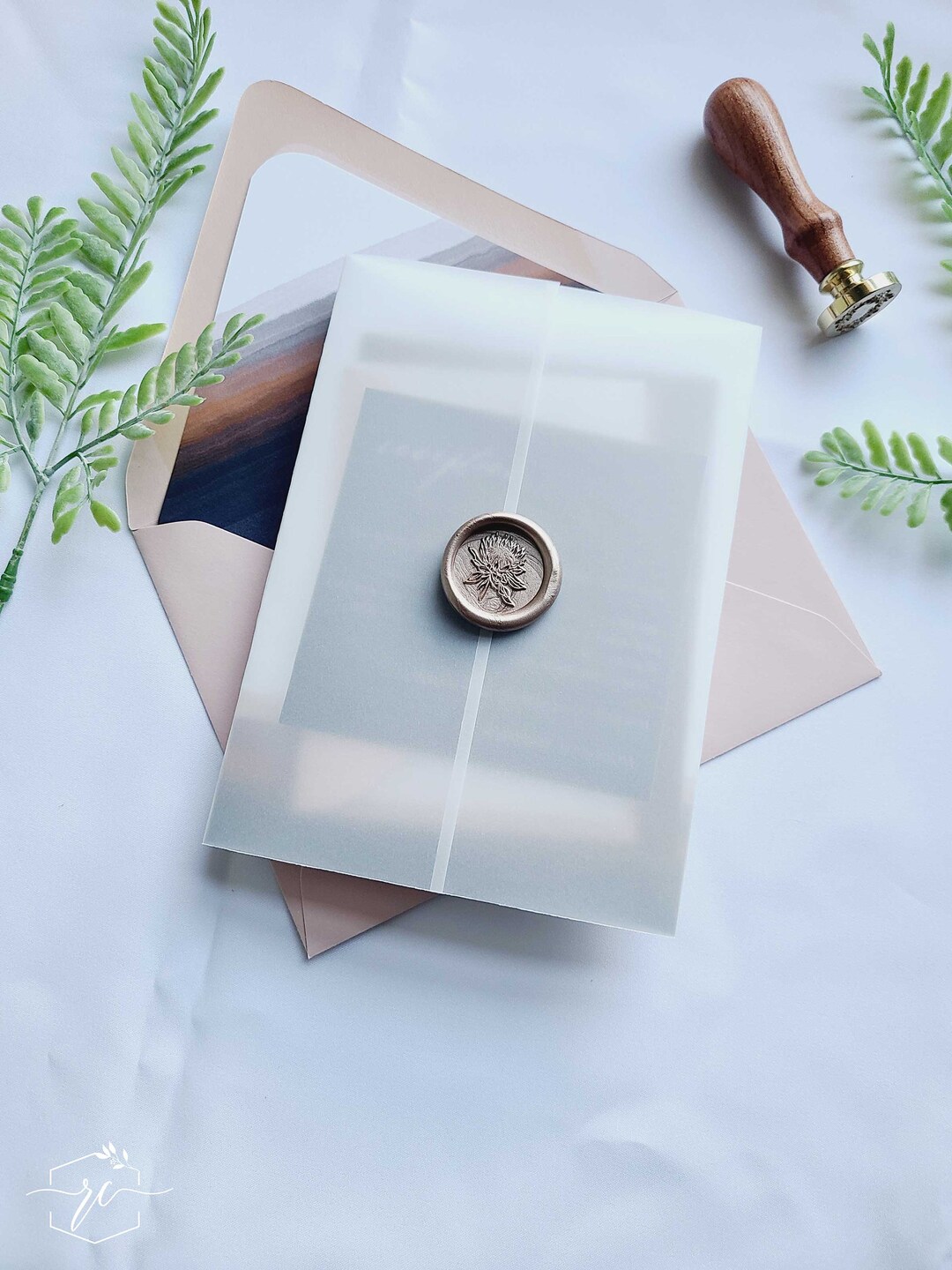 Plain Vellum Wrap Wax Seal Add on for Finley Collection Wedding