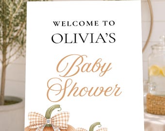 Little Pumpkin Baby Shower Welcome sign Template, Edit in Canva, Digital Download, RC0434
