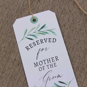 Greenery Wedding Seat Sign, Watercolor Wedding Reserve Seat Tag, Wedding Decor, Reserved Wedding Chair Tag, Reserved Seat Sign, RC0012 image 6