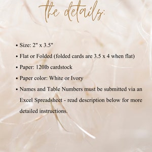 Wedding Escort Card, Flat or Folded, Simple Wedding Place Card, Printed Reception Escort Cards, Branch, Larissa, RC0100 image 2