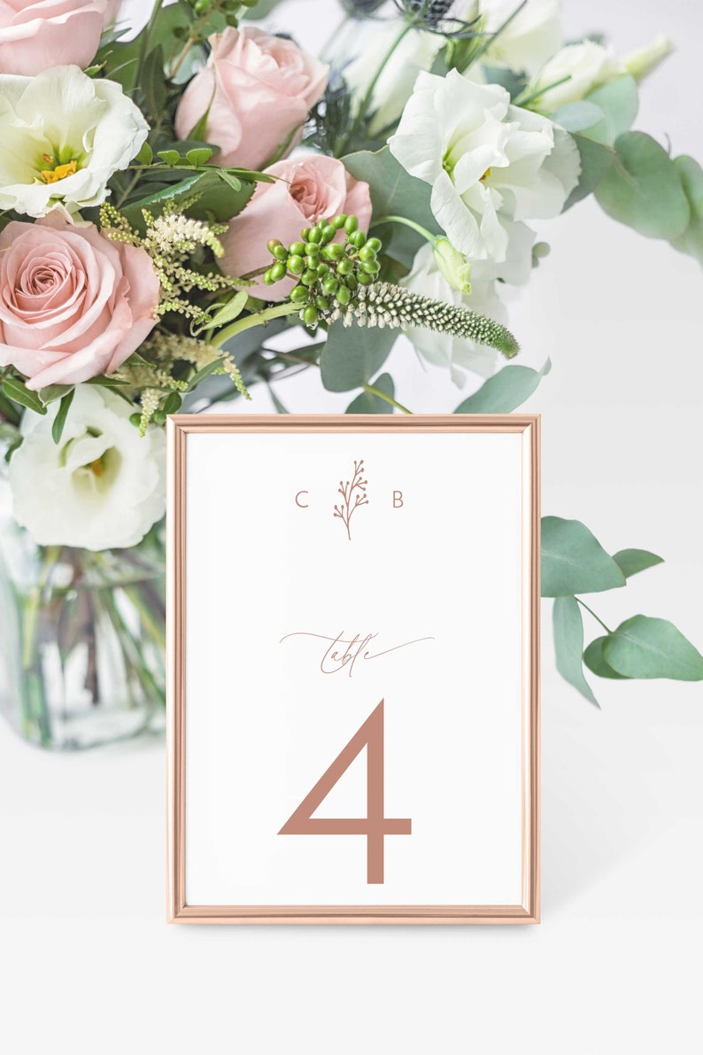 Classic Monogram Crest Wedding Table Numbers, Reception Table, Calligraphy, Printed Table Numbers, 4x6 or 5 x 7, Gillian Collection, RC0100 image 3