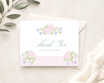 Hydrangea Thank You Card Template, Grandmillennial Thank You Card Printable, Boho Thank You, Edit with TEMPLETT, Baby Shower, RC00483