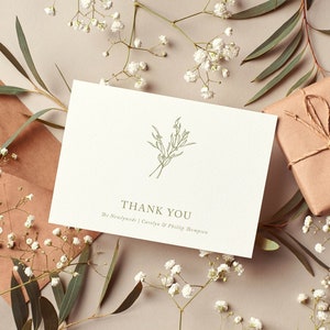 Elegant Thank You Note Card, Floral Thank You Card with Envelope, Wedding, Bridal Shower, Learie Collection, Wedding Thank You Card, RC0186 image 3