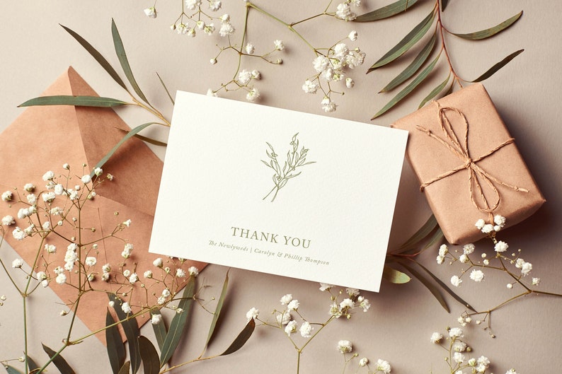Elegant Thank You Note Card, Floral Thank You Card with Envelope, Wedding, Bridal Shower, Learie Collection, Wedding Thank You Card, RC0186 image 3