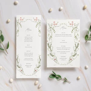 Wildflower Wedding Menu Card, Elegant, professionally printed, Personalized Wedding Menu Card, Chanelle, RC0290 image 3
