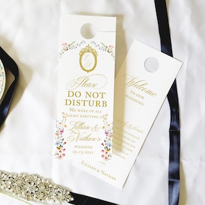 Wildflower Wedding Do not disturb wedding door hangers, Classic door tag, hotel door hangers, wedding sign, guest room, Lillian, RC0517