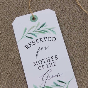 Greenery Wedding Seat Sign, Watercolor Wedding Reserve Seat Tag, Wedding Decor, Reserved Wedding Chair Tag, Reserved Seat Sign, RC0012 image 8