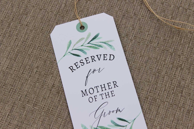 Greenery Wedding Seat Sign, Watercolor Wedding Reserve Seat Tag, Wedding Decor, Reserved Wedding Chair Tag, Reserved Seat Sign, RC0012 image 8