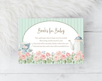 Books for Baby Template, Book Request, Time for Tea, baby shower printable, enclosure card, fully editable, Instant download, RC0432