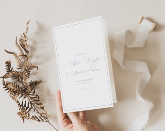 Order of Ceremony Booklet, Classic Monogram Crest Wedding Program, Traditional Wedding Ceremony, Folded Program, Lilou, RC0002