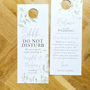 Sage Wedding Do not disturb wedding door hangers, Classic door hangers wedding, hotel door hangers, wedding sign, guest room hanger, RC0224