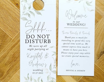 Sage Wedding Do not disturb wedding door hangers, Classic door hangers wedding, hotel door hangers, wedding sign, guest room hanger, RC0224