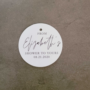 From My Shower to Yours Bridal Shower Favor Tag, Modern Minimalist, Round Party Favor Tag for Baby Shower, Couples Shower, RC0102