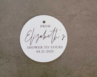 From My Shower to Yours Bridal Shower Favor Tag, Modern Minimalist, Round Party Favor Tag for Baby Shower, Couples Shower, RC0102
