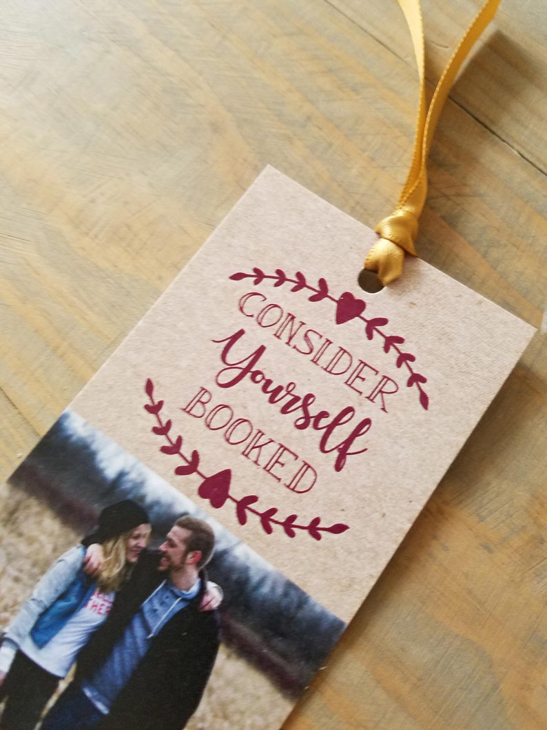 Custom Bookmark Save the Date Photo Card Book Theme Wedding Etsy