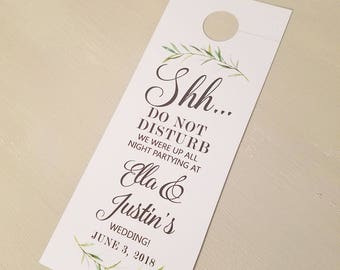 Greenery Do not disturb wedding door hangers, door hangers wedding, hotel door hangers, wedding sign, guest room hanger, RC0030