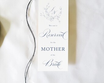 Reserved Wedding Seat Sign, Wedding Reserve Seat, Ceremony Décor, Dusty Blue, Wedding Crest, Chair Tag, Classic, Harietta, RC0309