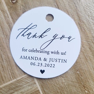 Thank You Favor Tag for Wedding, Shower or Birthday,  2 Inch Round Party Favor Tag for Baby Shower, Modern, Couples Shower