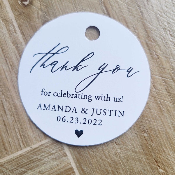 Thank You Favor Tag for Wedding, Shower or Birthday,  2 Inch Round Party Favor Tag for Baby Shower, Modern, Couples Shower