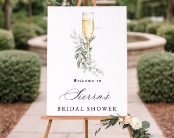 Wedding Dress Bridal Shower Welcome Sign Printable, Floral Wedding Welcome Sign Template, Bohemian Bridal Shower Poster, Printable, RC0466