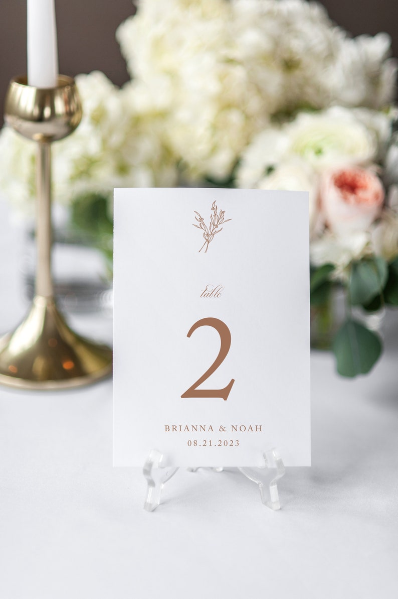 Elegant Botanical Wedding Table Numbers, Learie Collection, Floral Branch, Printed Table Numbers, Modern Wedding, Boho, 4x6 or 5 x 7, RC0186 image 2