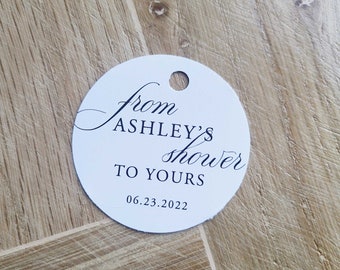 From My Shower to Yours Bridal Shower Favor Tag, Modern Minimalist, Round Party Favor Tag for Baby Shower, Couples Shower, RC0102