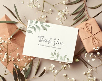 Sage Thank You Note Card, Floral Thank You Card with Envelope, Greenery, Wedding, Bridal Shower, Ava, Wedding Thank You Card, RC0224