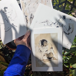 Lot de cartes postales d'art A5, « Naked » de Gosia Zmyslowska, 5 pièces