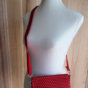 Sac à bandoulière/sac de poignet mexicain tissé à la main rouge